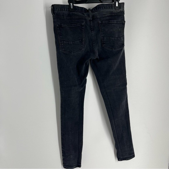 Pacsun Jeans Men 34 x 32 Black Super Skinny Distressed Patched Biker Denim Pants - Picture 5 of 8